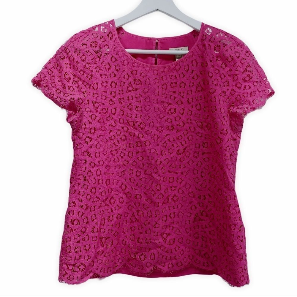 J. Crew Women's Raindrop Lace Top size 0 Pink